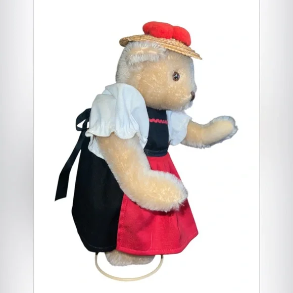 Vtg Steiff 1987 Germany black forest farmer wife Mohair Stuffed Teddy Bear Plush